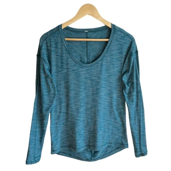Lululemon Meant To Move Long Sleeve Size 4 Heathered Dark Uniform Blue Teal - Picture 3 of 11